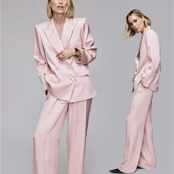 Anine Bing Jackets & Blazers - Anine Bing Silk Pink Double Breasted Donne Blazer Small NEW Satin Jacket Coat